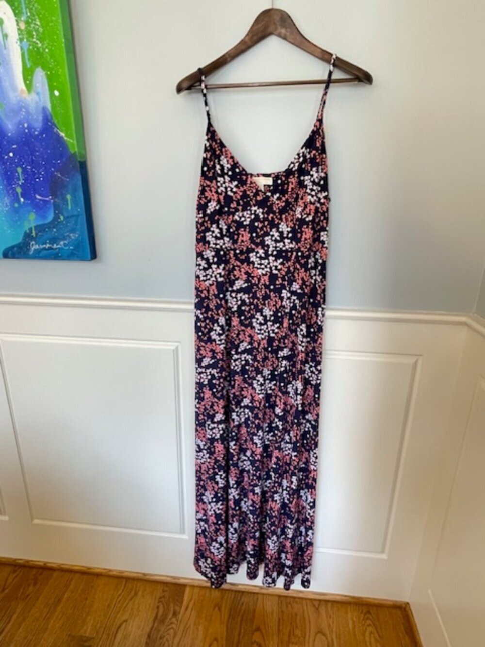 Michael Kors Bloom Ditsy Floral Stretch Knit Maxi Sun Dress Casual Or Formal XL - Picture 2 of 8